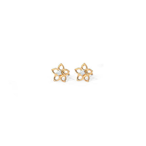 0.3ct Stud Earrings Round Cut Diamond Floral Solitaire 14k Rose Gold Finish