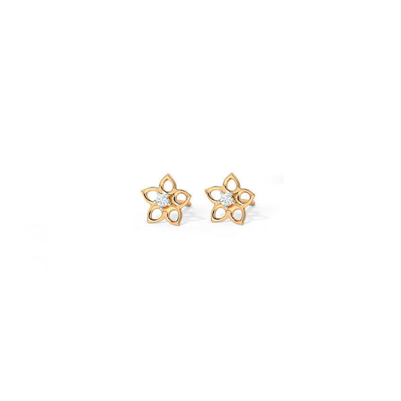 0.3ct Stud Earrings Round Cut Diamond Floral Solitaire 14k Rose Gold Finish