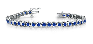 5ct Round Cut Blue Sapphire Elegant Women Tennis Bracelet 14k White Gold Finish