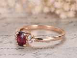 1.5ct Oval Pink Ruby Engagement Ring Round Accent Solitaire 14k Rose Gold Finish