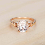 1.7ct Oval Cut Morganite Engagement Ring Split Band Solitaire 14k Rose Gold Over