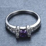 1.7ct Round Cut Purple Amethyst Engagement Ring 14k White Gold Finish Stackable