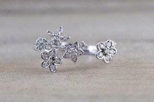 1.5ct Round Cut Diamond Engagement Ring 14k WhiteGold OverDouble Flower Cluster