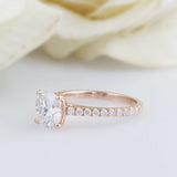 2.1ct Round Cut Diamond Engagement Ring Accents Solitaire 14k Rose Gold Finish