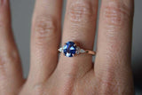 2.3ct Engagement Ring Oval Cut Blue Tanzanite Diamond Petite 14k RoseGold Finish