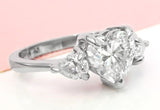 1ct Heart Simulated Diamond Three Stone Engagement Ring 14k White Gold Plated