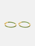 2.4ct Round Green Emerald Inside Out Style Hoop Earrings 14k Yellow Gold Finish