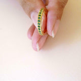 1ct Round Cut Green Emerald Wedding Band Ring Full Eternity 18k Yellow Gold Over