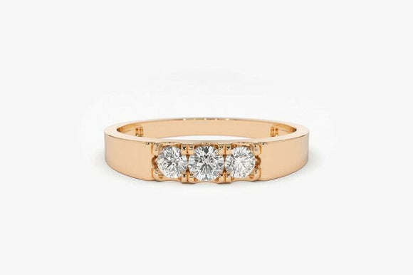 1.2ct Engagement Ring Round Cut Diamond Solitaire Trilogy 14k Rose Gold Finish