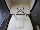 1ct Round Moissanite Heart Prong Solitaire Engagement Ring 14k White Gold Plated