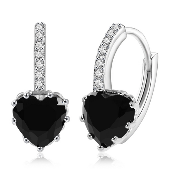 2.3Ct Heart Cut Black Diamond Party Gatsby Drop Earrings 14K White Gold Finish