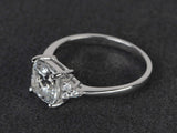 1.4ct Cushion Cut Diamond Engagement Ring 14k White Gold Finish Accent Solitaire