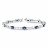 10ct Oval Cut Blue Sapphire Vintage Inspired Tennis Bracelet 14k White Gold Over