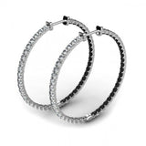 0.5ct Round Cut Black White Diamond Inside Out Hoop Earring 14k WhiteGold Finish