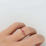 1ct Round Cut Pink Ruby Engagement Ring Heart Shape Cluster 14k Yellow Gold Over