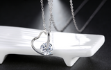 0.4ct Round Cut Diamond Heart Shape Pendant with Chain 14k White Gold Finish