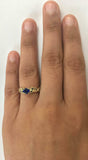 1ct Round Cut Blue Sapphire Floral Petal Solitaire Ring 14k Yellow Gold Finish