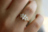 2.1ct Pear Cut VVS1D Diamond Engagement Ring 14k Yellow Gold Over Cluster Floral