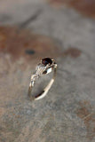 1ct Round Cut Red Garnet Engagement Ring Leaf Vine Solitaire 14k White Gold Over