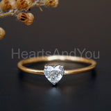 0.5ct Heart Simulated Diamond Solitaire Engagement Ring 14K Yellow Gold Plated