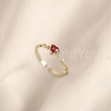 0.3ct Heart Cut Simulated Garnet Minimalit Engagement Ring 14k YellowGold Plated