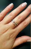 1.6ct Engagement Ring Oval Cut Peach Morganite Split Shank 14k White Gold Finish