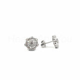 1.2ct Round Cut Moissanite Halo Stud Earrings For Women 14k White Gold Plated