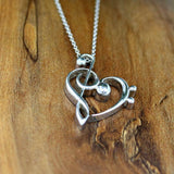 Musical Note Clef and Bass Women Love Charm Pendant Chain 14k White Gold Finish