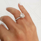 3Ct Round Cut Diamond Accented Solitaire Engagement Ring 14K White Gold Finish