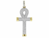 2.2ct Round Cut Diamond Iced Cluster Holy Cross Pendant 14k Yellow Gold Finish