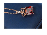 1Ct Cushion Cut Red Garnet Solitaire Women Pendant 14K Rose Gold Finish NO CHAIN