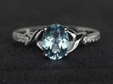 1.7ct Oval Cut Blue Aquamarine Engagement Ring 14k White Gold Finish Solitaire