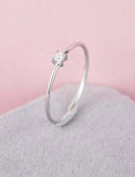 0.6ct Princess Diamond Engagement Ring Solitaire Minimalist 14k White Gold Over