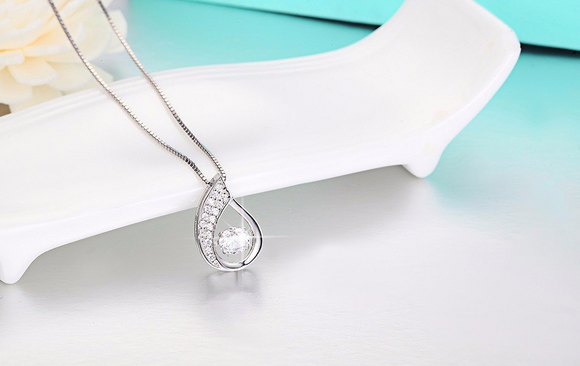 1.5ct Round Cut VVS1D Diamond Pendant Water Drop 14k White Gold Finish NO CHAIN