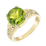 2ct Round Cut Green Peridot Engagement Ring Accent Solitaire 14k YellowGold Over