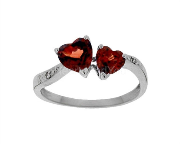 1ct Heart Cut Simulated Garnet Toi Et Moi Engagement Ring 14k White Gold Plated