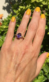 2ct Engagement Ring Oval Cut Amethyst Round Diamond Petite 14k YellowGold Finish