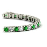 13ct Round Cut Green Emerald Diamond Links Tennis Bracelet 14k White Gold Finish