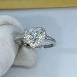 2ct Heart Cut VVS1D Diamond Halo Solitaire Engagement Ring 14k White Gold Finish