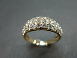 3Ct Round Cut Diamond Three Row Pave Set Engagement Ring 14K Yellow Gold Finish