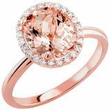 2ct Oval Cut Peach Morganite Engagement Ring Halo Solitaire 14k Rose Gold Finish