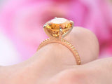 5ct Oval Yellow Citrine Engagement Ring Accents Solitaire 14k Yellow Gold Finish