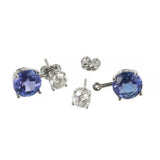 1.2ct Round Cut Blue Tanzanite Solitaire Dangle Earrings 14k White Gold Finish