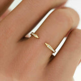 Open Stackable Arrow Wedding Band 0.45ct Round Cut Diamond 14k Yellow Gold Over