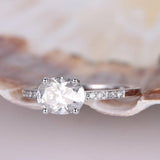 Solitaire Promise Engagement Ring 1ct Oval Cut Diamond 14k White Gold Finish