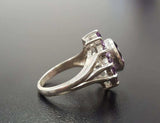 2.6ct Engagement Ring Oval Cut Purple Amethyst Floral Cluster 14k WhiteGold Over