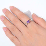 1ct Engagement Ring Heart Cut Purple Amethyst Split Shank 14k White Gold Finish