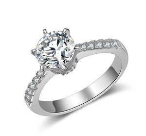 1.5ct Round Cut Diamond Engagement Ring 14k White Gold Finish Accents Solitaire