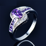 4ct Oval Purple Amethyst Engagement Ring 14k White Gold Finish Classic Solitaire