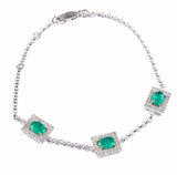 6.5ct Oval Cut Green Emerald Stylish Women Chain Bracelet 14k White Gold Finish